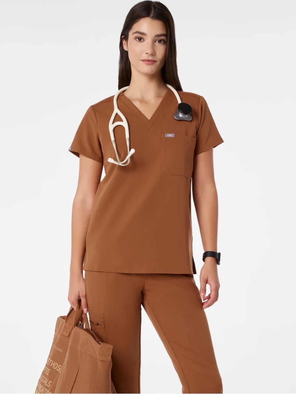 Figs Limited Edition Mocha Women’s Scrub Top & Bottoms Set